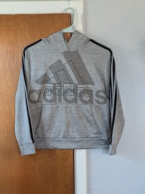 adidas Kids Gray Logo Hoodie Sweatshirt Size M (10/12)